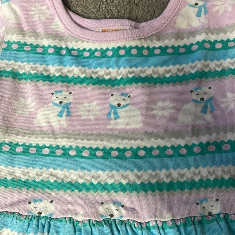 Gymboree Pastel Purple & Blue Stripped Polar Bear Winter Long Sleeve Dress | 3T - Picture 3 of 5